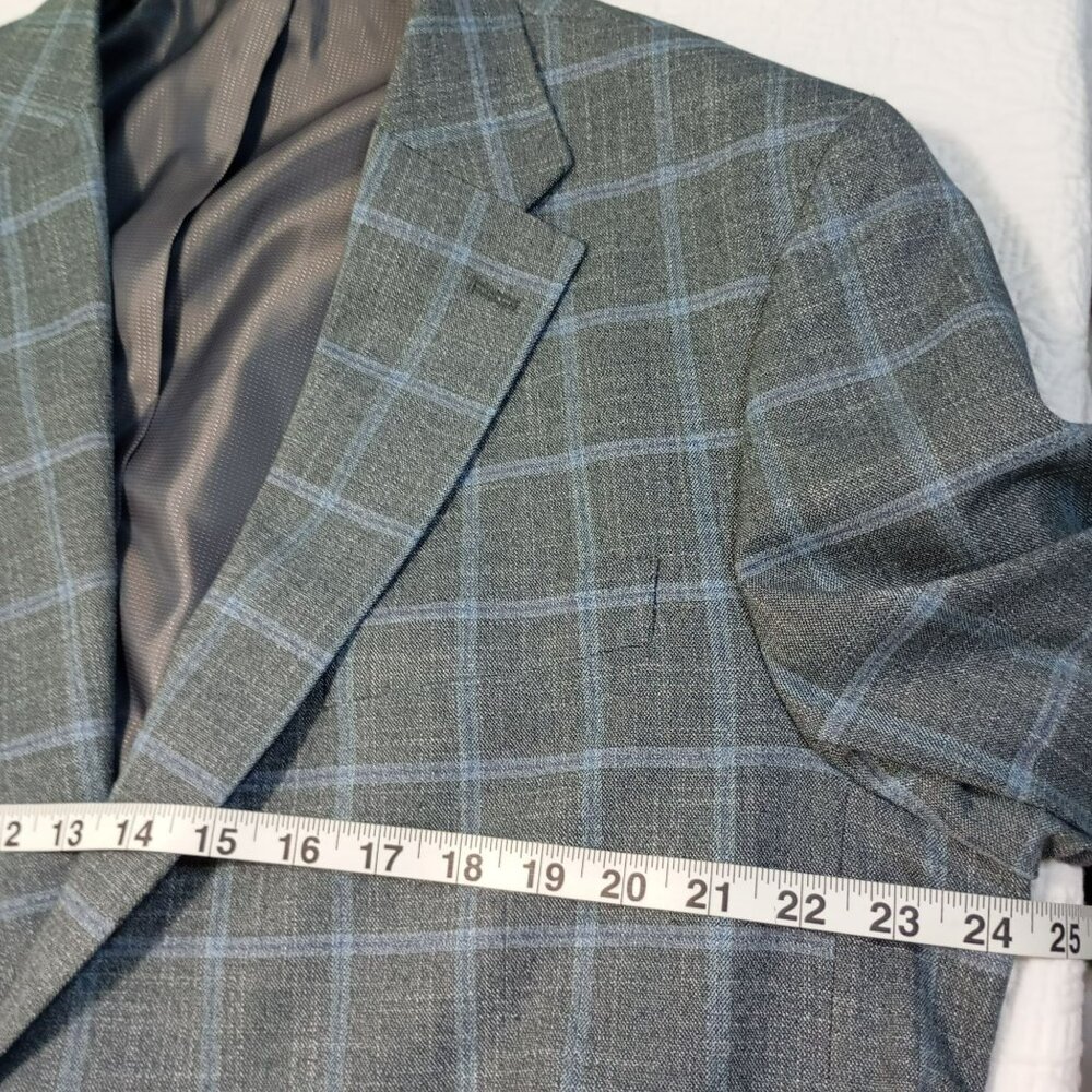 Michael Strahan Collection Blazer Mens Grey Plaid Sport Coat Modern Fit 46R - Picture 10 of 10